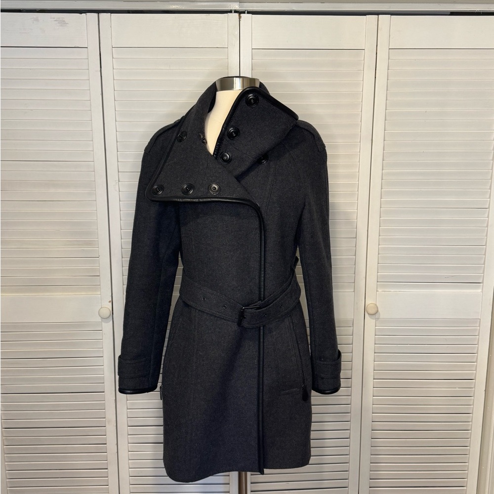 Burberry Brit Charcoal Military Wool Trench Coat